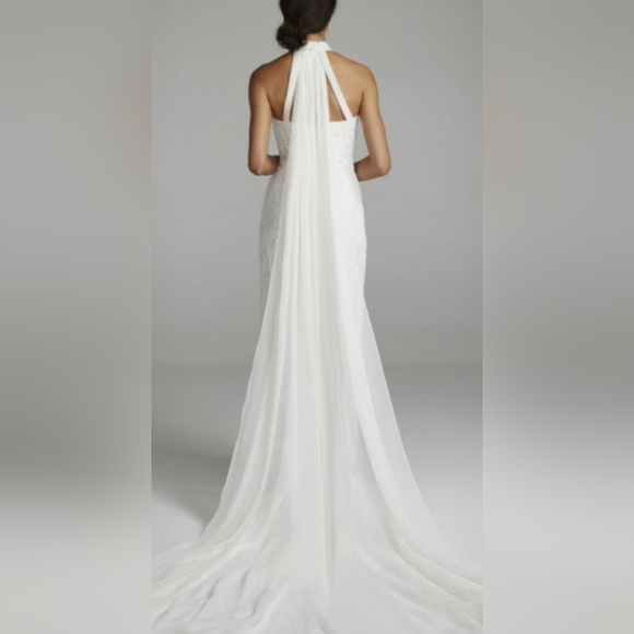 David's Bridal Dresses & Skirts - Ivory and PEARLS Beaded Column Gown Size 8